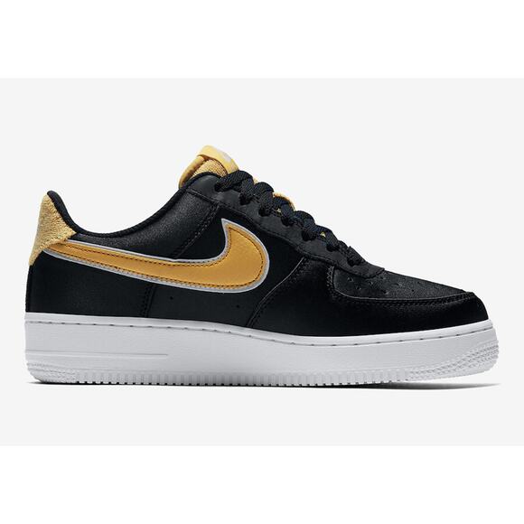 Nike Air Force 1 SE Womens Size 8 Black Satin Wheat Gold AF1 AA0287 005 - Picture 1 of 10